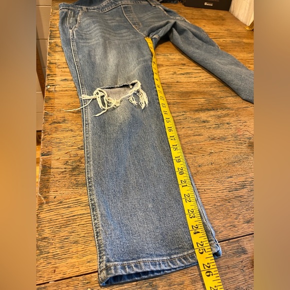 OLD NAVY - Distressed Denim Overalls with Side Zip - Size 8 Petite - Picture 11 of 12